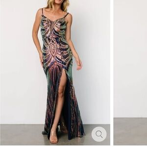 Sequin gold and navy gown